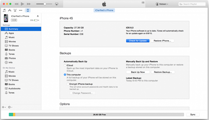 update iOS trên iTunes