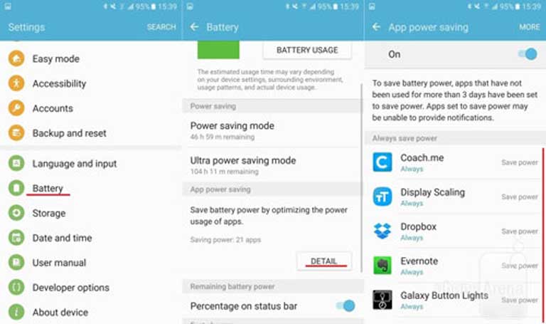 Tiết kiệm pin cho Samsung Galaxy S7 Edge bằng cách cho các ứng dụng “ngủ đông”